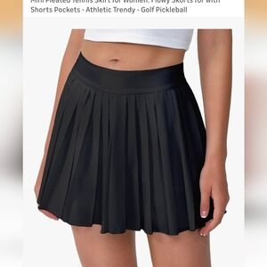 Black Pleated Tennis Skirt for Women